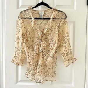 Vintage Silk Ruffle Blouse sz L